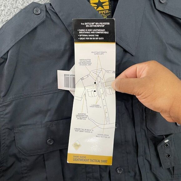 Proper Tactical‎ Shirt Men S Charcoal Ripstop Short Sleeve Button Down NEW - Picture 6 of 13